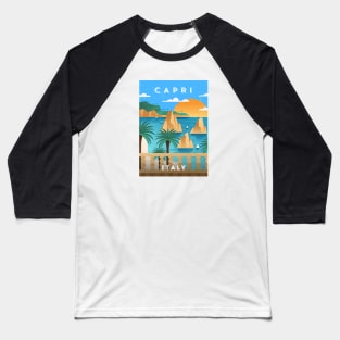 Capri, Italy. Retro travel minimalist poster Baseball T-Shirt